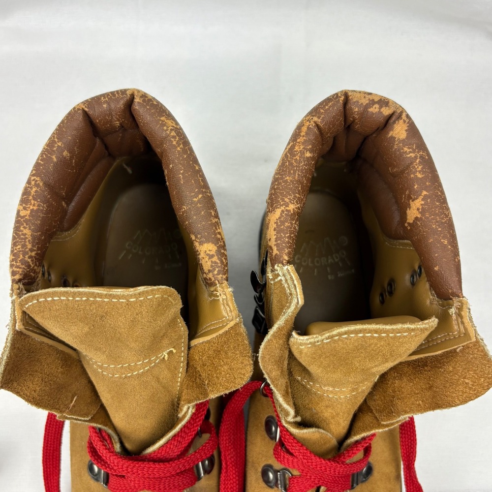 Vintage Kinney Colorado Mountaineering Boots Size 8 Womens Tan Suede 70s Hiking - Picture 10 of 17
